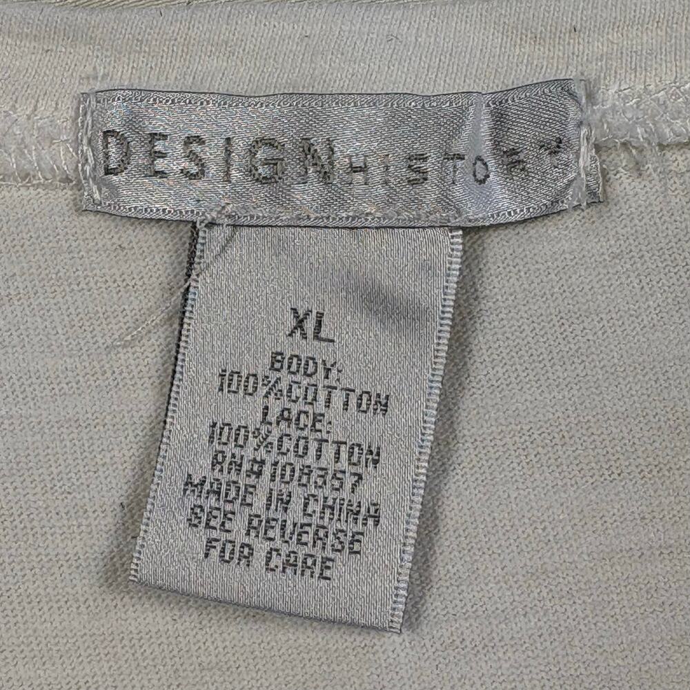 Design History Crochet Sleeve T-Shirt Women's XL White Cotton Cottagecore - Picture 4 of 7
